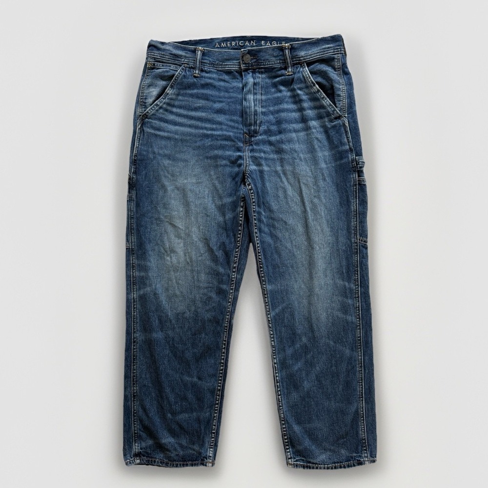 American‎ Eagle Carpenter Jeans Tag 34x30 (Actual 36x27) Straight Baggy Denim